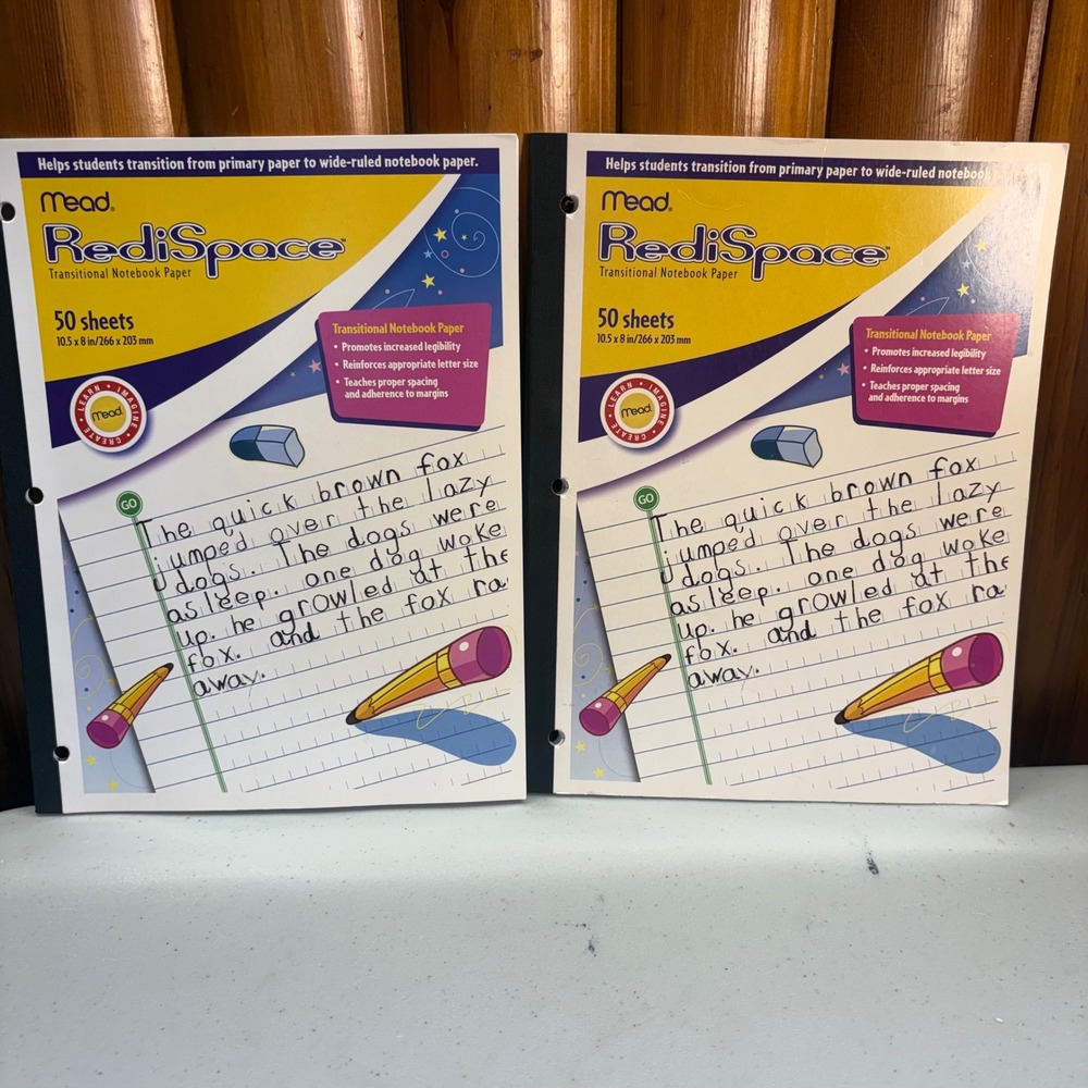 Mead RediSpace Transitional Notebook Paper Structured Handwriting Help Lot o 2